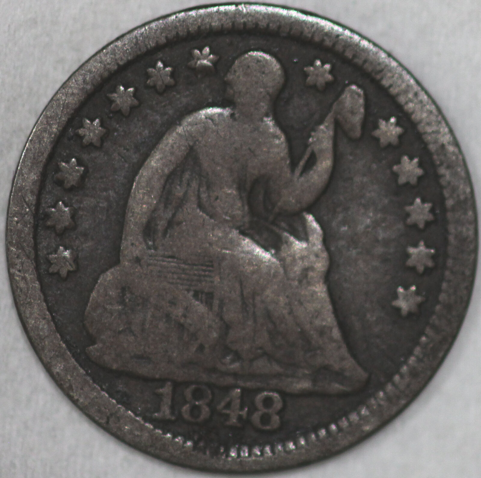1848-p Seated Liberty Half Dime 90% Silver From The 1800's As Shown [sn01]