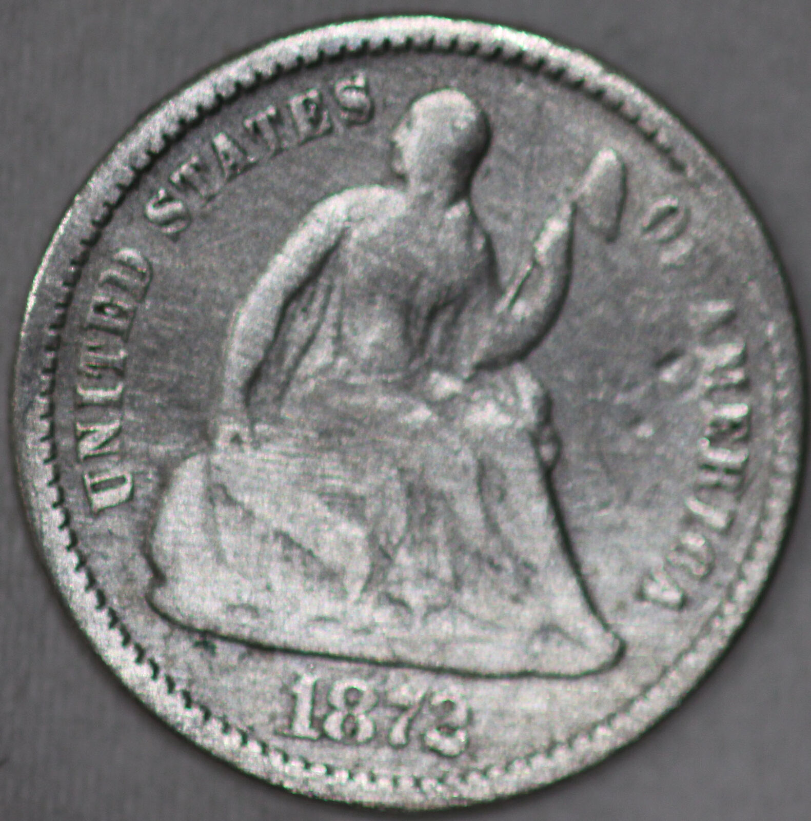 1872-p Seated Liberty Half Dime From The 1800's, Bent As Shown [sn01]