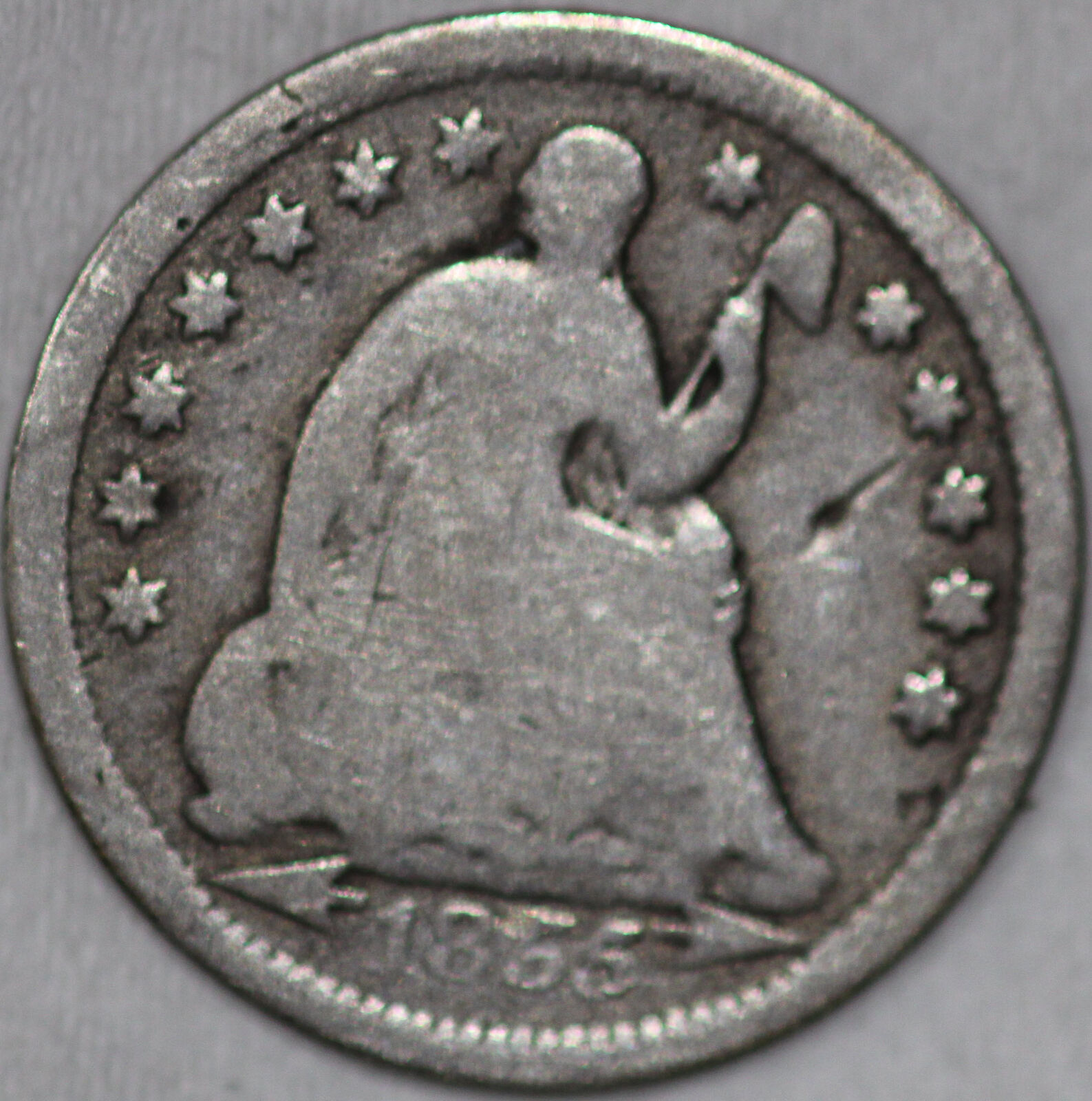1855-p Seated Liberty Half Dime From The 1800's, Arrows As Shown [sn01]